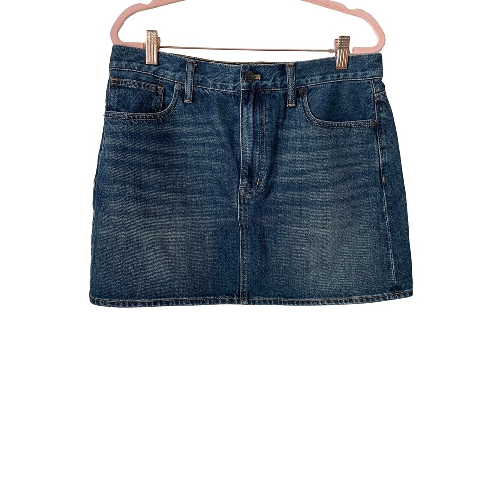 Madewell Skirt Womens Size 28 Medium‎ Denim Mini Wash Blue Cotton Whiskering NEW